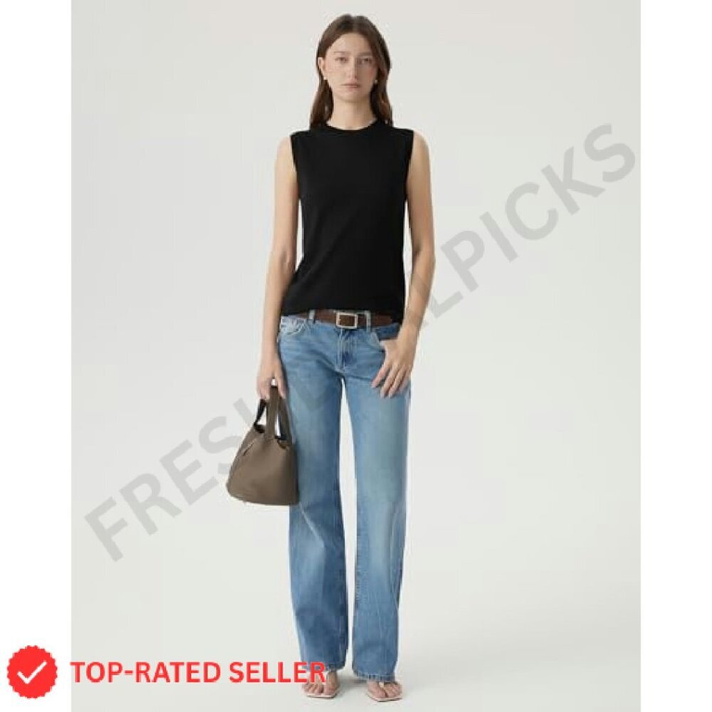 Silk Cashmere Blend Sweater Vest Crew Neck Sleeveless Pullover Lightweight - Picture 7 of 8